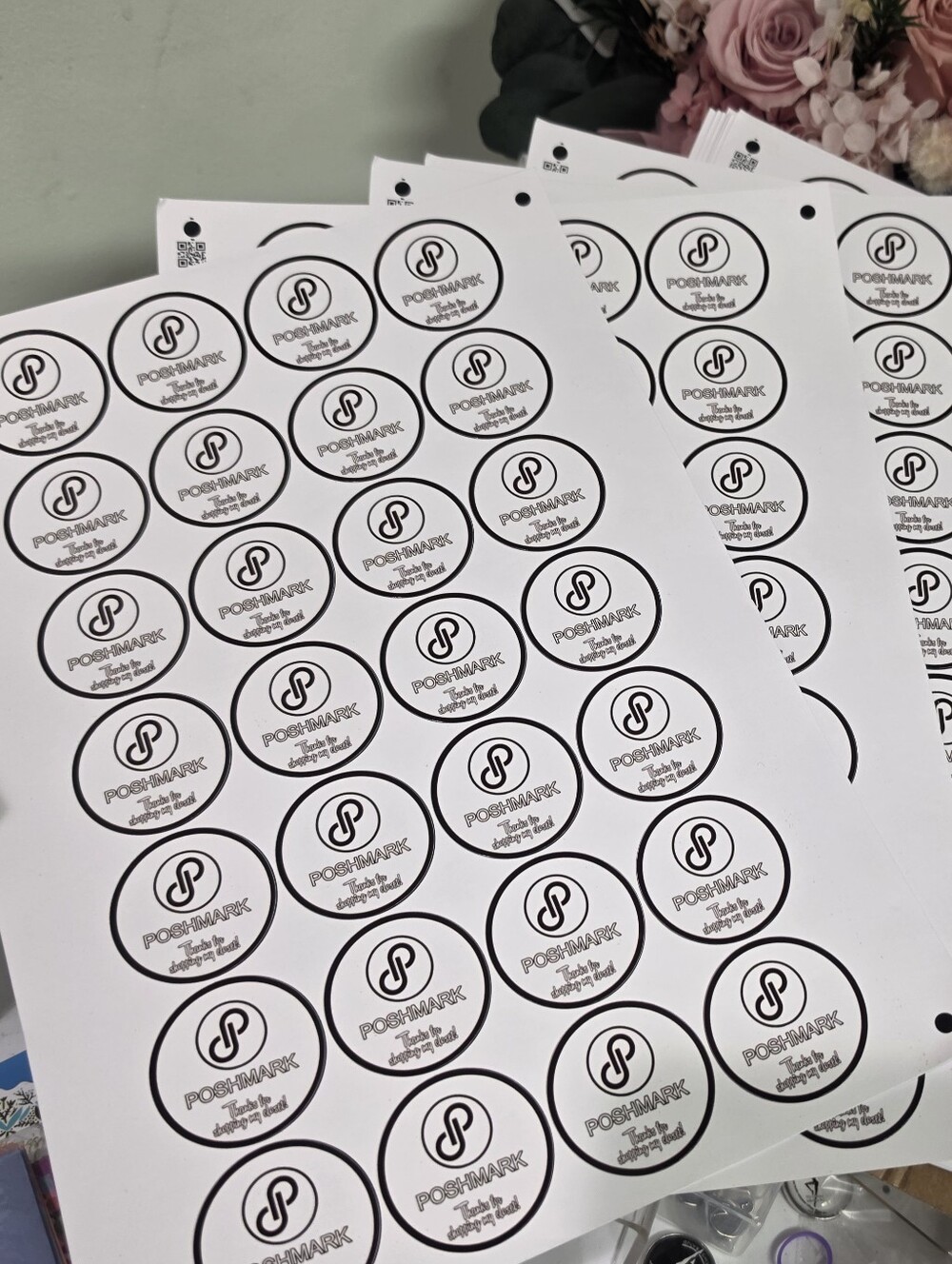 225 Ea Poshmark THANK YOU FOR SHOPPING MY CLOSET 1.5" Round StickerS LABELS